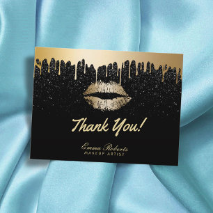 Carte Postale Artiste maquillage moderne Salon Noir & Or Merci