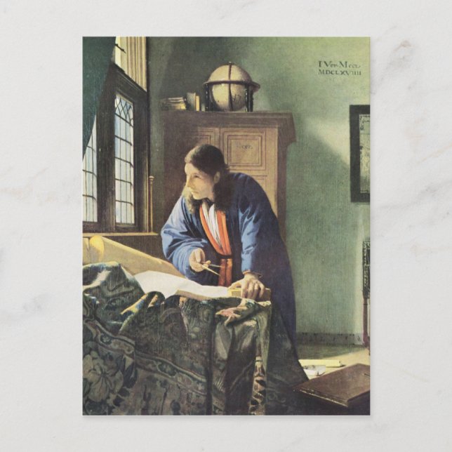 Carte Postale Artiste Néerlandais Vermeer Peinture Le Géographe (Devant)