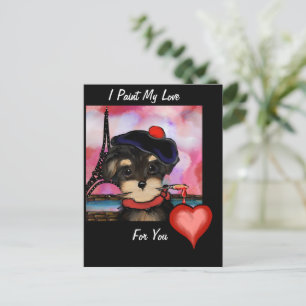 CARTE POSTALE ARTISTE YORKIE POO À PARIS