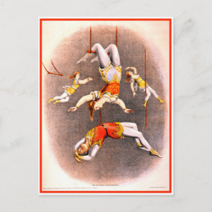 Carte Postale Artistes de trapèze de cirque vintage