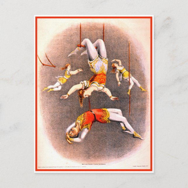 Carte Postale Artistes de trapèze de cirque vintage (Devant)