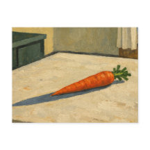 Carte postale artistique de carotte sur une table