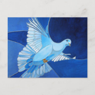 Carte Postale Artistique Dove Outline Art En Bleu Cérulean