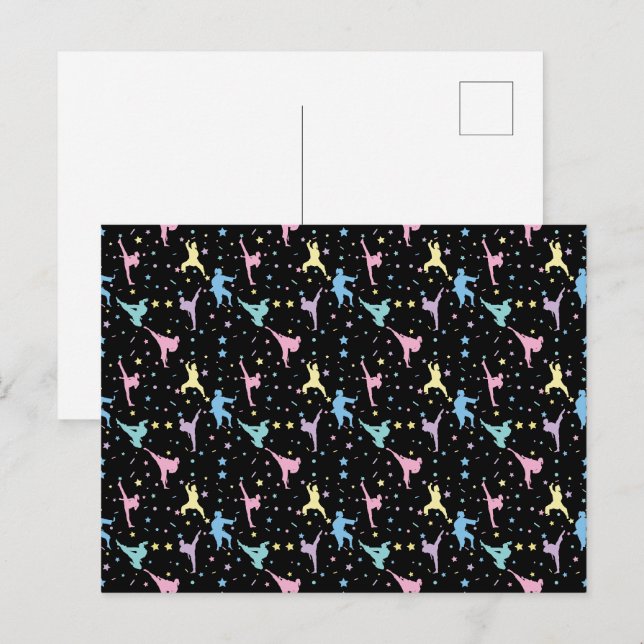 Carte Postale Arts Martiaux Karaté Abstrait Étoiles Paillettes (Devant / Derrière)