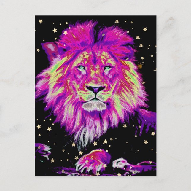 Carte Postale *~* Artsy AP23 Céleste Artistique LION ROSE ROSE (Devant)