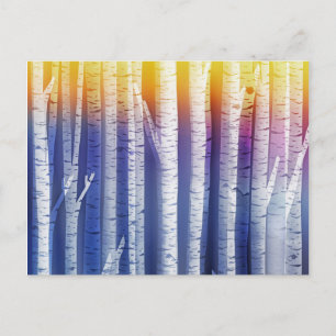 Carte Postale Artsy Rainbow Birch Tree Forest