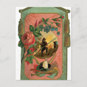 Carte Postale Artwork de pompier vintage des années 1880