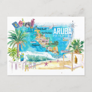 Carte Postale Aruba Antilles néerlandaises île des Caraïbes illu