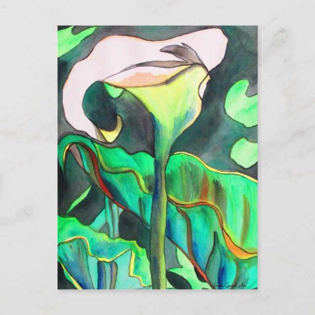 Carte Postale Arum Lily aquarelle peinture originale (Devant)