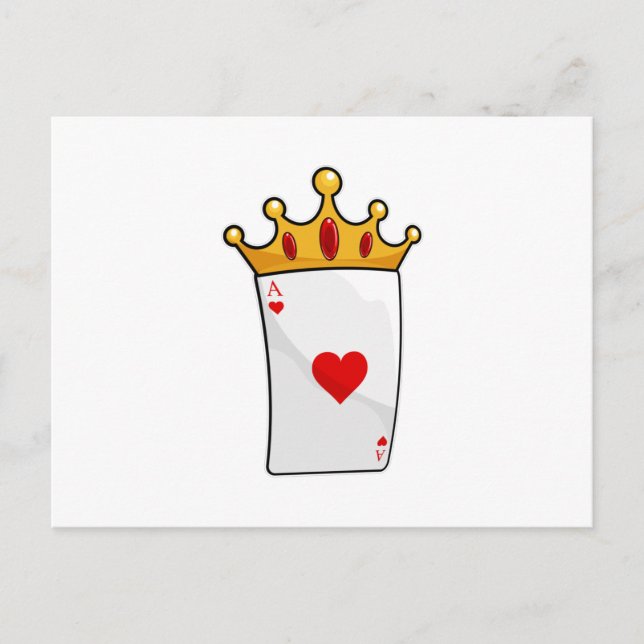 Carte Postale As de cœur avec couronne de reine (Devant)