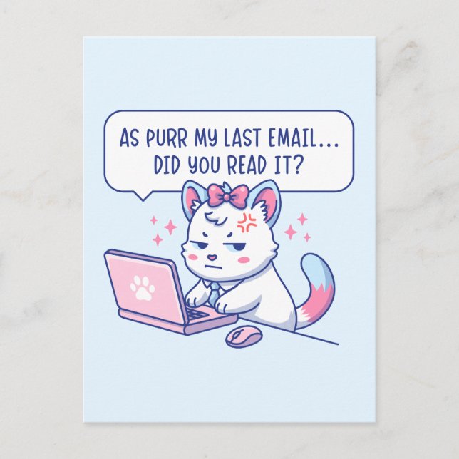 Carte Postale As Purr My Last Email - Funny Cat Office Humor (Devant)