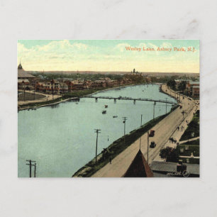 Carte Postale Asbury Park NJ, Wesley Lake View, 1908 Vintage