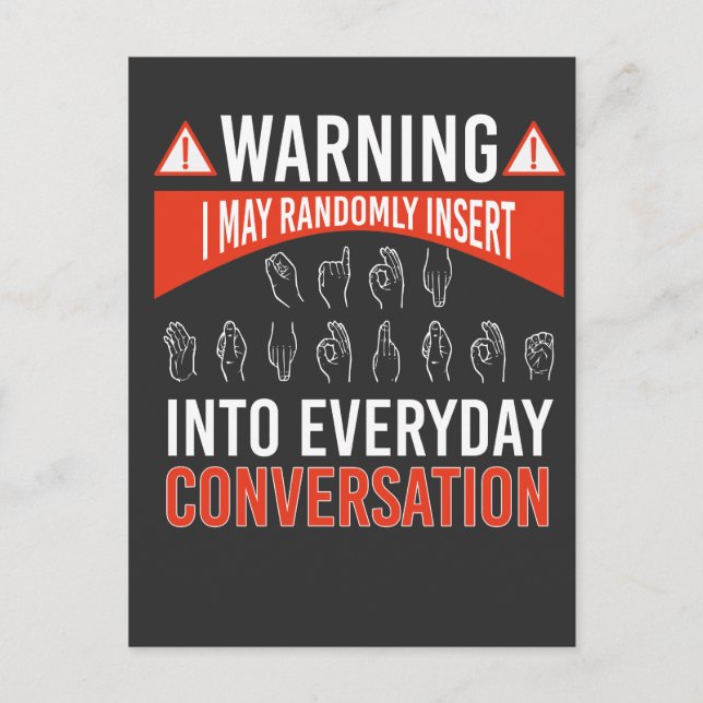 Carte Postale ASL American Sign Language Interprète Sourd (Devant)