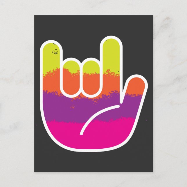Carte Postale ASL Sign Language I Love You Tie Dye (Devant)