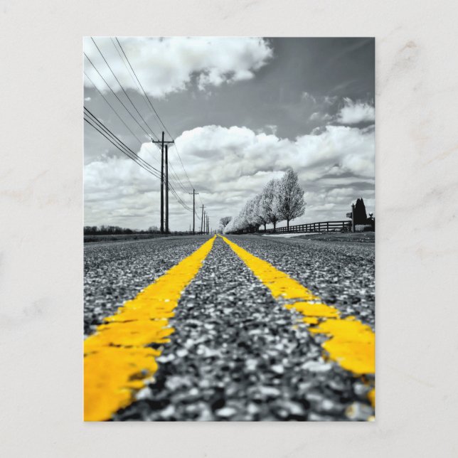 Carte Postale Asphalt Jaune Road Photographie créative (Devant)