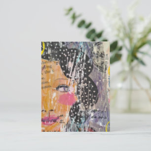 Carte Postale assez abstrait collage avec visage