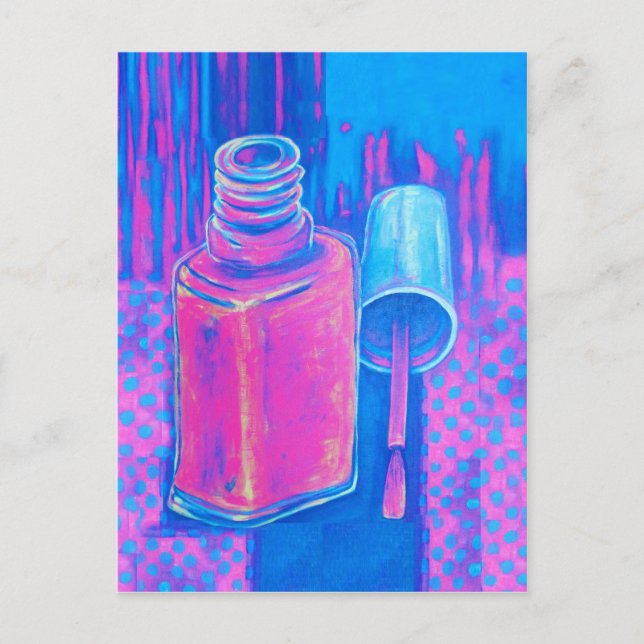 Carte Postale Assez dans le vernis à ongles rose (Devant)