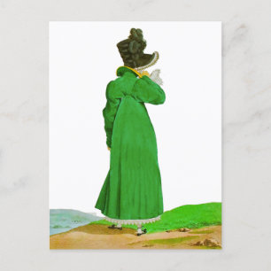 Carte Postale Assez Élégant Dessin de Mode Régence Verte 