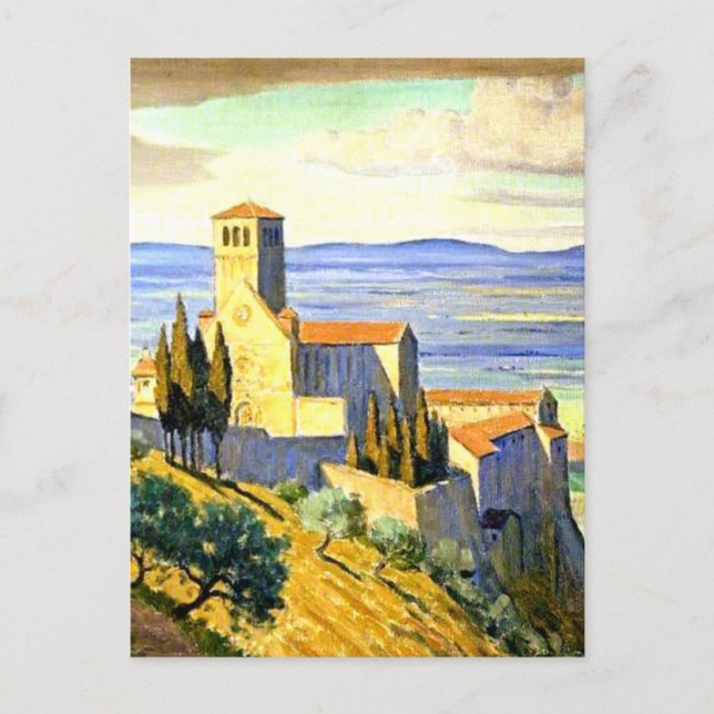 Carte Postale Assise, Italy - fine art painting (Devant)
