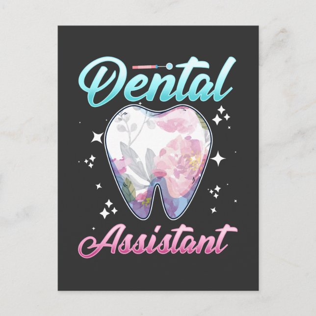 Carte Postale Assistant dentaire fleur dentiste profession (Devant)