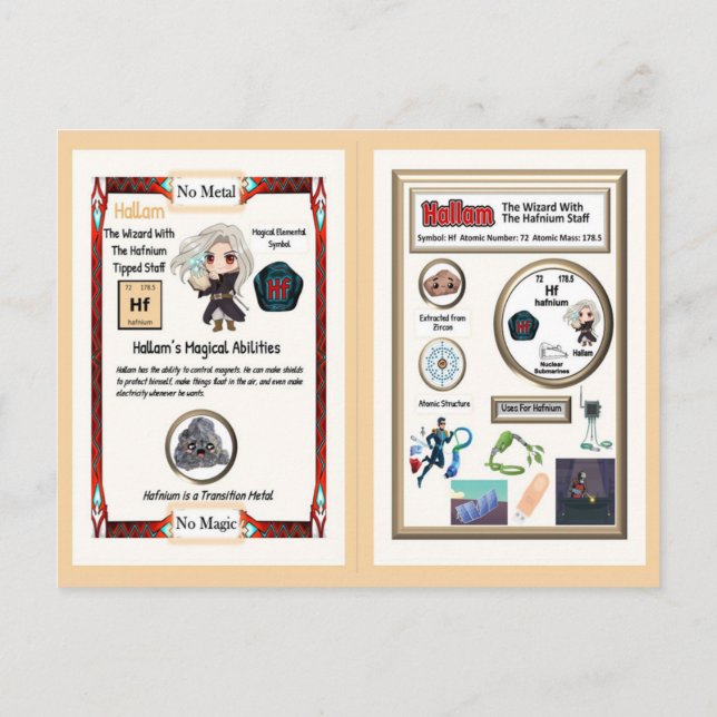 Carte Postale Assistant Hallam - Hafnium Element (Dos)