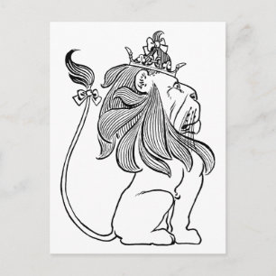 Carte Postale Assistant vintage d'Oz, Lion Cowardly avec Couronn