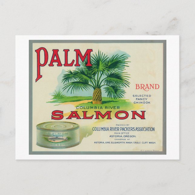 Carte Postale Astoria, Oregon - Palm Saumon Étiquette Coque (Devant)