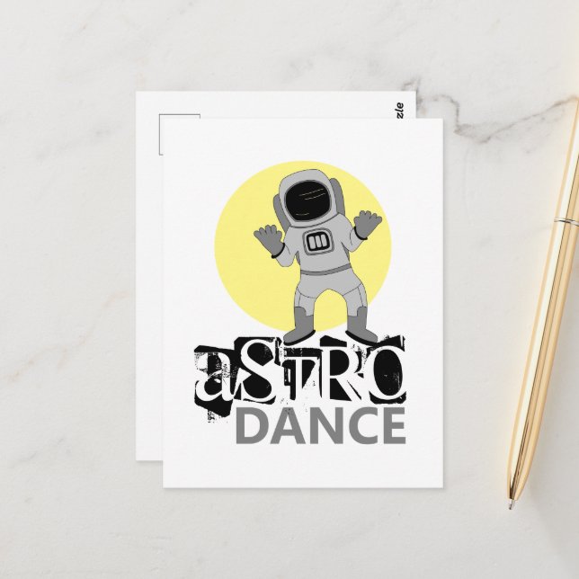 Carte Postale Astro Dance, astronaute (Devant/Arrière en situation)