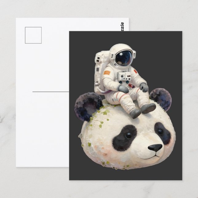 Carte Postale Astronaut on a Space Panda Surreal Weird and Fun (Devant / Derrière)