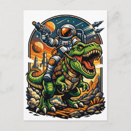 Carte Postale Astronaute chevauchant un T-Rex – Dinosaure spatia