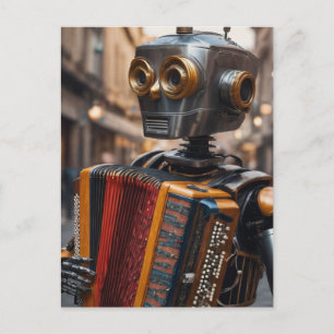 Carte Postale astronaute jouant de l'accordéon