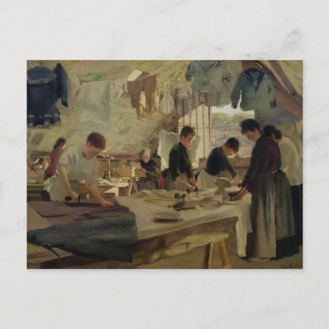 Carte Postale Atelier de repassage à Trouville, 1888 (Devant)