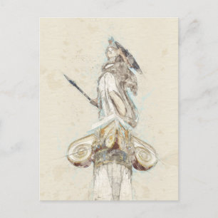 Carte postale Athena Statue Sketch - Grèce antique
