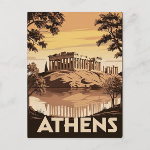 Carte Postale Athènes d'inspiration vintage - Parthénon emblémat