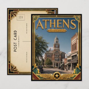 Carte Postale Athènes Géorgie Art Déco Vintage Âge d'Or