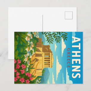 Carte Postale Athènes Grèce Voyage Vintage Parthénon Acropole