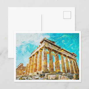 Carte Postale Athènes Huile sur toile Paysage urbain