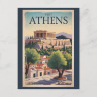 Athènes Illustration Voyage Art Vintage Grèce