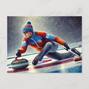 Carte Postale Athlète sportif du joueur de curling