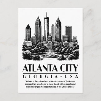Carte Postale Atlanta City Georgia USA