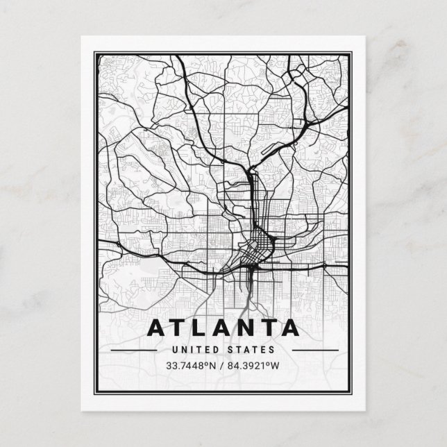 Carte Postale Atlanta Georgia USA Travel City Plan (Devant)