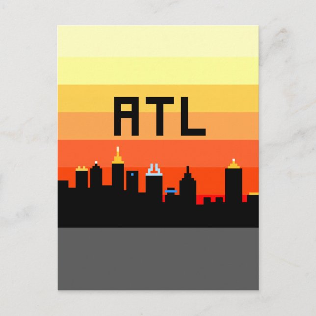 Carte Postale Atlanta Skyline ATL 8 bits (Devant)