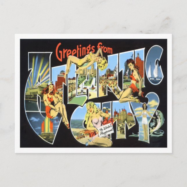 Carte Postale Atlantic City, New Jersey Vintage Big Letters (Devant)