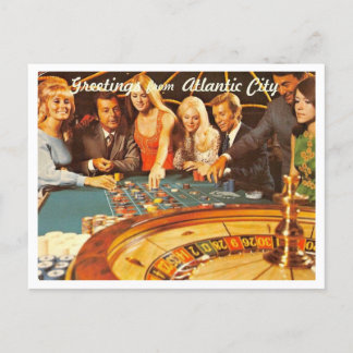 Carte Postale Atlantic City NJ, Jeux, Roulette, Rétro