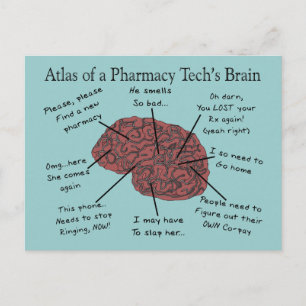 Carte Postale Atlas du cerveau d'un technicien en pharmacie