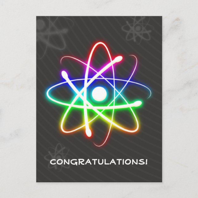 Carte Postale Atom brillant coloré | Salutations (Devant)