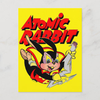 Carte Postale Atomic Rabbit drôle animal furtif super-héros