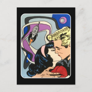 Carte Postale Atomique Abstrait le baiser Adieu peinture sur un