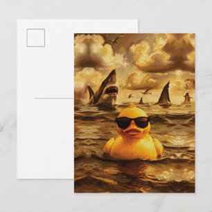 Carte Postale Attaque Épique de Requin avec un Canard en Caoutch