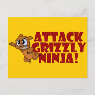 Carte Postale Attaquer Grizzly Ninja